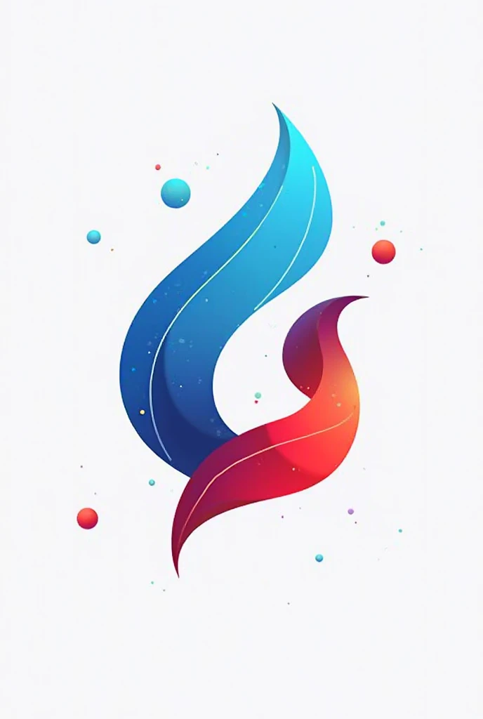 Create a logo from the colors dark blue, orange, light blue and red