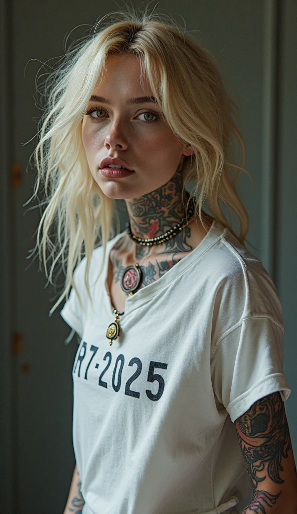 hot German tattoo girl with blonde hair, nasses T-Shirt