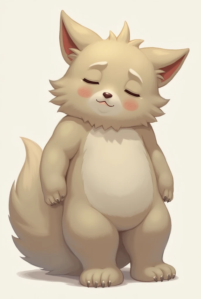 1girl in、独奏、furred、Nanachi\(made in abyss\)、is standing、looking at the viewers、A smile,bodyhair,(furry neck) , (body covered with fur) , (furry legs), (furry arms), (furry face),animal,From below,pet Shop