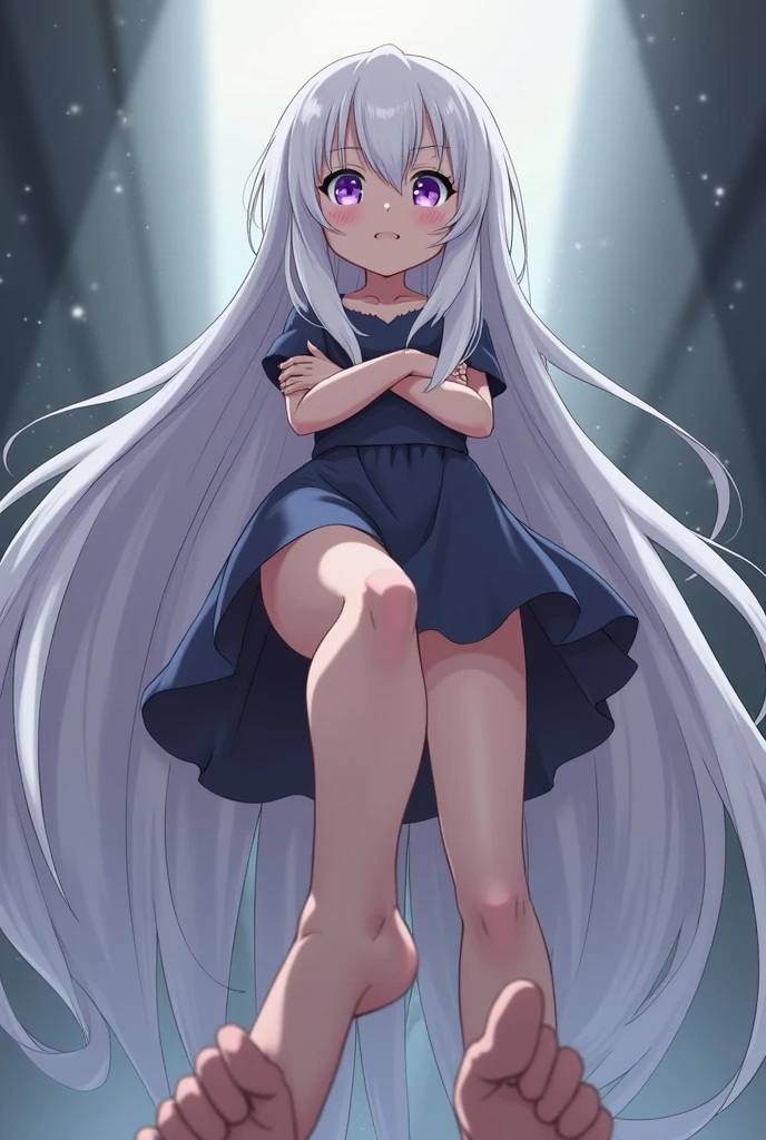 realistically, longhair, glitter silver hair, brown eyes, glowing eyes, white short skirt, super shot skirt, Blush, daytime, Wet from the rain, see through, sleeveless shirt, nipples, 16 years old, pussy, crotch, surprise, hugging your knees, windy, elaina, the skirt is flipped up, masterpiece, highest quality, very High resolution, (detailed and beautiful eyes), highly detailed face, perfect lighting, Very detailed CG, (perfect hands, perfect anatomy), witch, seduce expression, bottomless, sex appeal, armpit, slender,