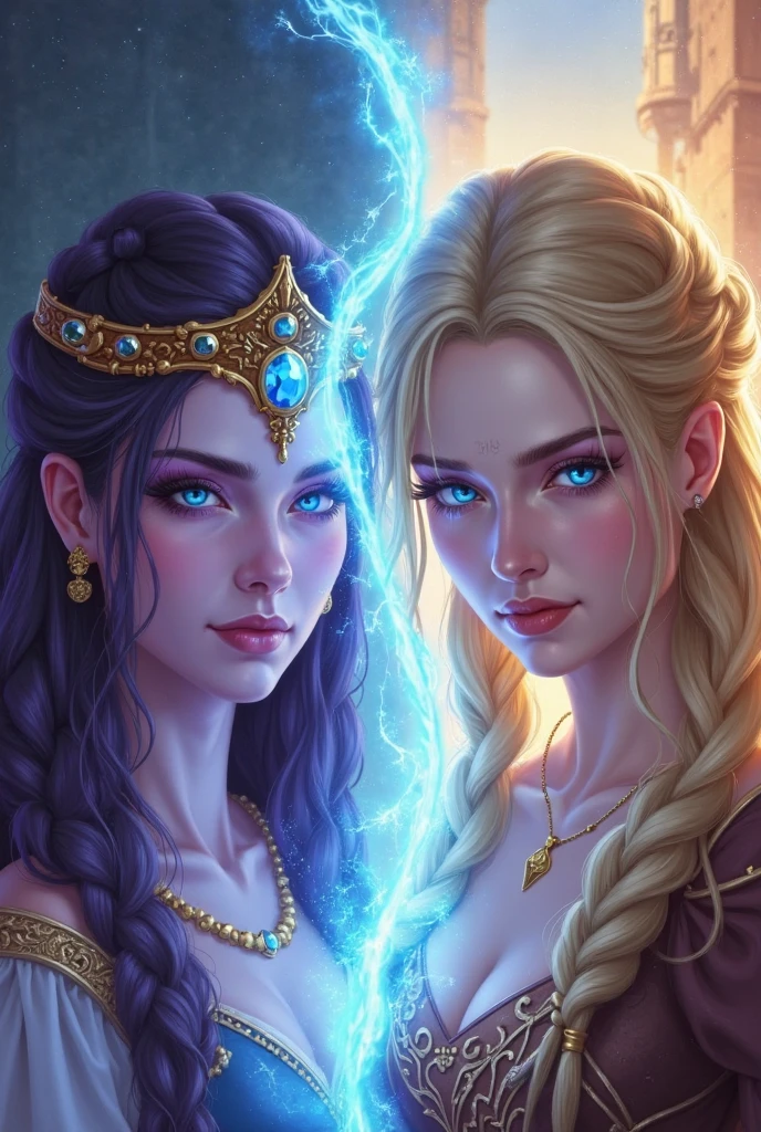 Uma Mulher com cabelo platinado:, em um vestido de flores de gelo, a beautiful crown on her head, Rosto detalhado, pele detalhada, frente, fundo floresta congelada, cobrir, Deszoom, Gargantilha, pintura hiperdetalhada, Luminismo, bar lighting, Complexo, 4k resolution concept art portrait by Greg Rutkowski, Artgerm, WLOP, Alphonse Mucha, little fusion pojatti realistic goth, fractal isometrics details bioluminescens : um atordoamento
