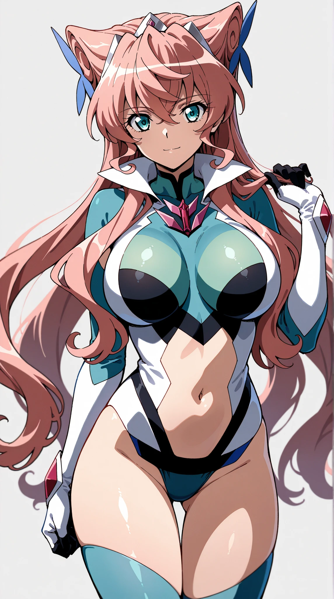 ((masterpiece)), ((high quality)), ((super detailed)), ((high resolution)), ((8k)), a beautiful woman, ((She is one of the most famous actress in Japan.)), unparalleled beauty, ((large breast:1.6)), ((large ass:1.2)), ((deep cleavage:1.2)), slim waist, chest out, ultra detailed face, perfect skin, (((waist length hair, long light brown straight hair, hime cut))), light blue eyes, ultra detailed eyes, whole body image, sexy, an inviting smile, sensual, (((anime))), ((glamorous)), sexual attraction ,23 years old, ((incredibly beautiful woman)), ((The H cup bust)), ((neat and clean.)) , (((Power Ranger))), heroine, (((high leg leotard power suit, white line on pink colored power suit:1.4))), ((relief soldier)), ((beautiful breasts)), beautiful legs, 8 life size, anime:1.4, wet, the most beautiful and strongest, ((charm)), ((Russian beauty)), ((((gravure pose)))),