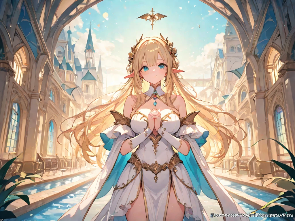 top-quality、Top image quality、​dagashi terpiece、Super beautiful elf beauty((24 year old、santa costume、santa hat、Best Bust、big bast、Bust 90,beautiful blue long ironed hair、a blond、globe、A A sexyは、A slender、a closeup、Esbian、beautiful tiara、hiquality、Beautiful Art、Background with((starrysky)))But but ute piece、visualart、depth of fields、low angle night sky、、Elven ears、、light magic、Space Knight、harp melody🎵、Happy smile、Gentle light、、Beautiful legs that are gentle on the skin、、、Number of fingers to achieve precise finger movements、ティッカーBeautiful decoration、elegent、Mystical　　field under the flower garden、Marble pillars, beautiful dressy、Snowy landscape in winter、、巨大なglobe、、Temple of Time、Great watch、hour glass、sundial、NSFW.A sexy、Christ but、Christ butツリー、Beautiful decoration,santa dress 1.3,ChristmasXmas、　byzantine art、Renaissance painting