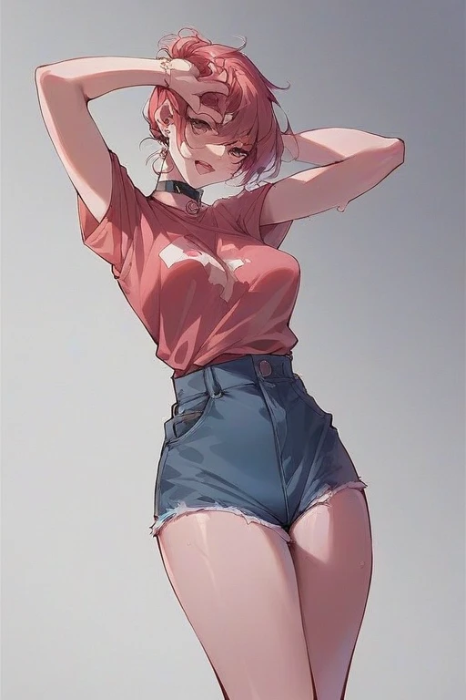 Generates an anime girl showing her legs with flat shoes showing her nipples 