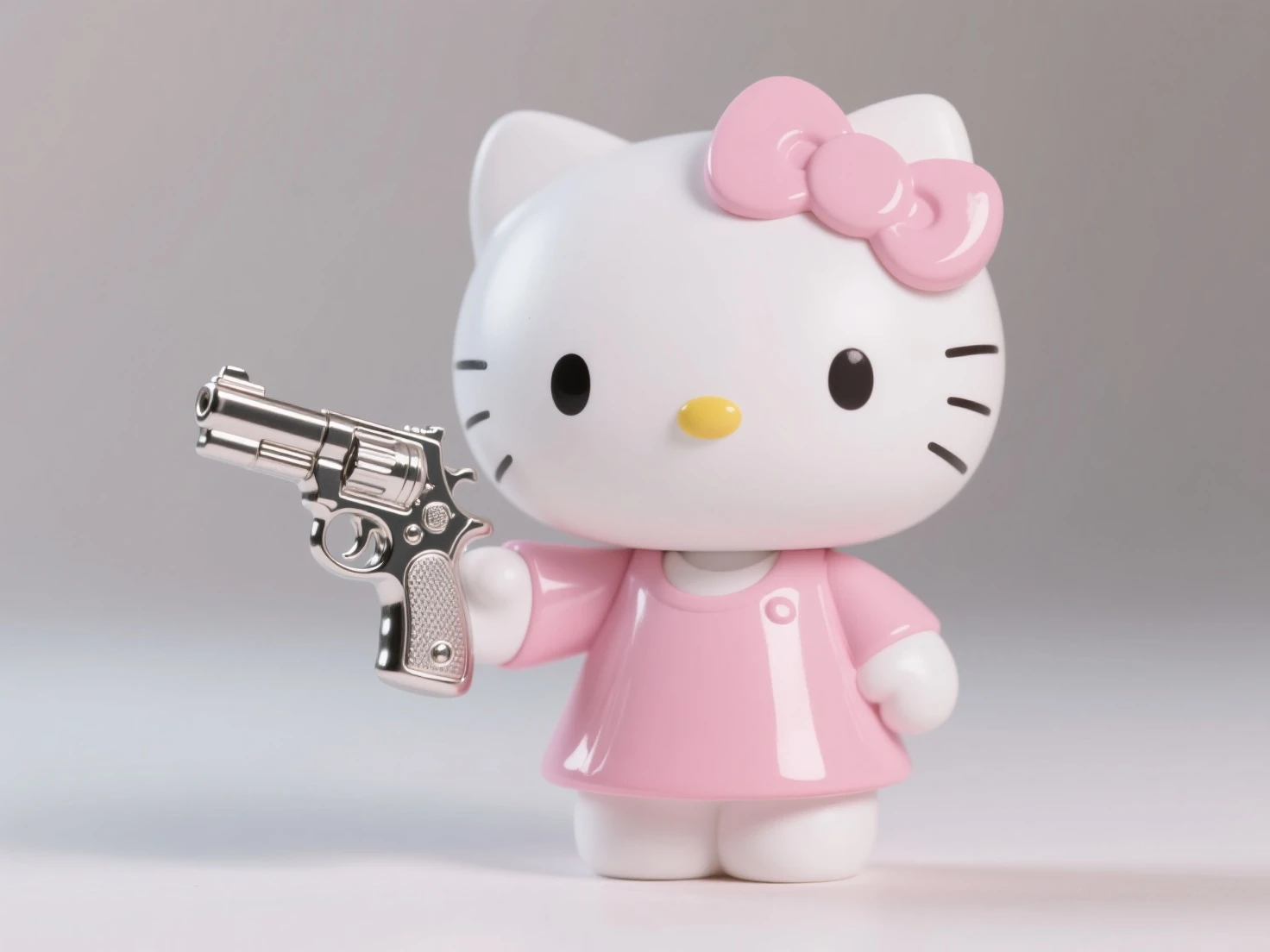 Hello kitten with a gun and a dress, hello kitty, gatinho, fortemente armado, Sanrio, Hello, pink iconic character, hideous, com fuzil, Militarista!!!, armado e perigoso, Holy, the teddy bear is holding a gun, Kidmo!!!, com pistola, :3, 1024x1024, machucar humanoo, armas, humano