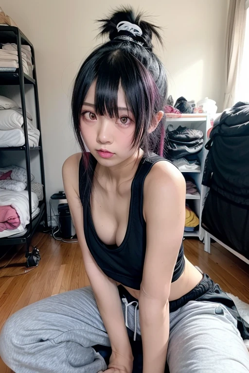 Best Quality, masutepiece, 超A high resolution,A woman who can't move because of a broken leg、Expression of distress、actual scene of accident