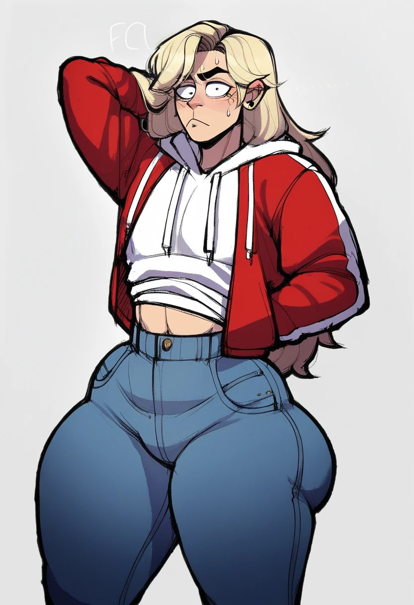 extremely short hair perfect anatomy 1 girl tall solo curvy ((small)) hoodie toned body ((beanie)) ((scarf)) ((black gloves)) ((curvy)) (big )