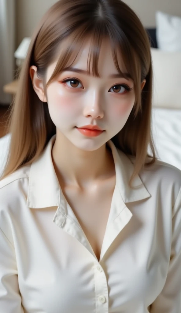 Pale Expression The image is a close-up portrait of a young woman, pale skin - SeaArt AI