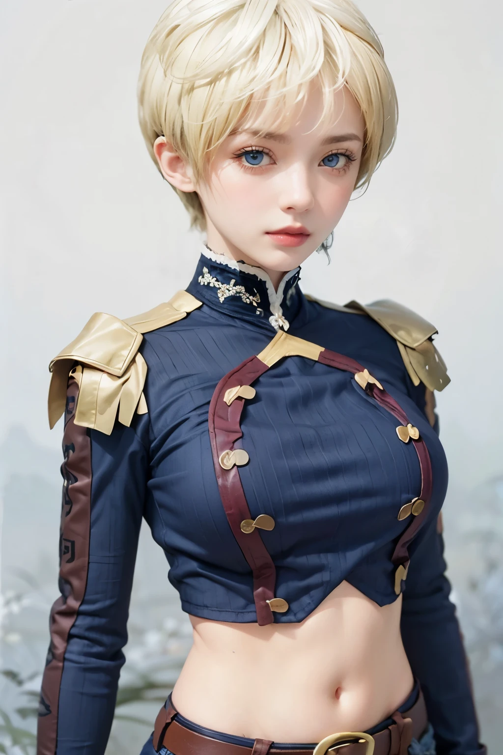 Beautiful short blonde hair woman is shown to have a sexy figure, sexy look, flower in hair, blue eyes, girl watching a lantern show ,sexy session, sexy pose, cowboy shot, superior quality, many details, realistic