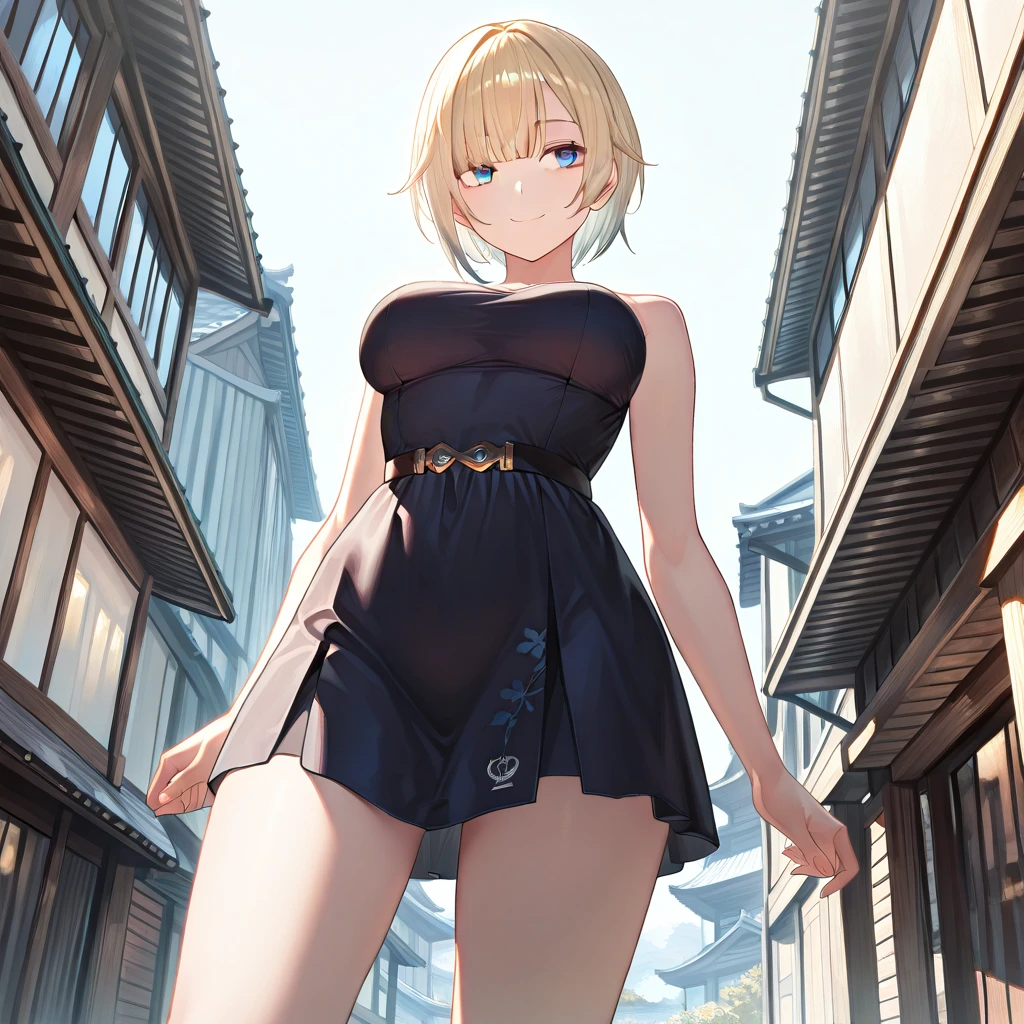 (from below:1.2),(from side:0.9), (Close-Up:0.4), highest quality、(real、photorealistic:1.4)、(RAW photo:1.2)(Curve,Model,glamor:1.5),Beautiful breasts,colour_aberration,beautiful detailed shadow,Beautiful eyes,Beautiful body,Beautiful skin,beautifull hands,(medium_breasts:1.5),1 girl in, purple color  hair、Purplish pink eyes that dreamers desire, (Blonde hair) , small stature, Colossal tits, Lori, (masutepiece:1.2, Best Quality), (finely detailed beautiful eye: 1.2), (beautifull detailed face), (Best Illumination, extremely delicate and beautiful), ((Cinematic Light)), Dramatic light, Short bob hair（1:3）,Ultra Contrast、Braid a little around the ears, clavicle, White long dress、only has 5 fingers,Her pussy is visible through the white thong、Wet pants、You can see inside your underwear、full of sweat、mocking look、diaper、nffsw,Arms crossed、grab the arm、Shoot from below、The angle is as seen from below.、Best Quality、Large breastuscular pussy、Pubic hair,high-level image quality、hightquality、8K,perfect hand、5 fingers、finger pin、Perfect Finger、T back、Naked、noise cut、bullet hand、Her hair color should have been a brighter purple.The skirt part is also carefully expressed..、Purple skirt、the skirt is floating in the wind、Dark purple panties、Pubic hair majority,(with sparkling eyes and a contagious smile),her thin pubic hair, looking at viewer
