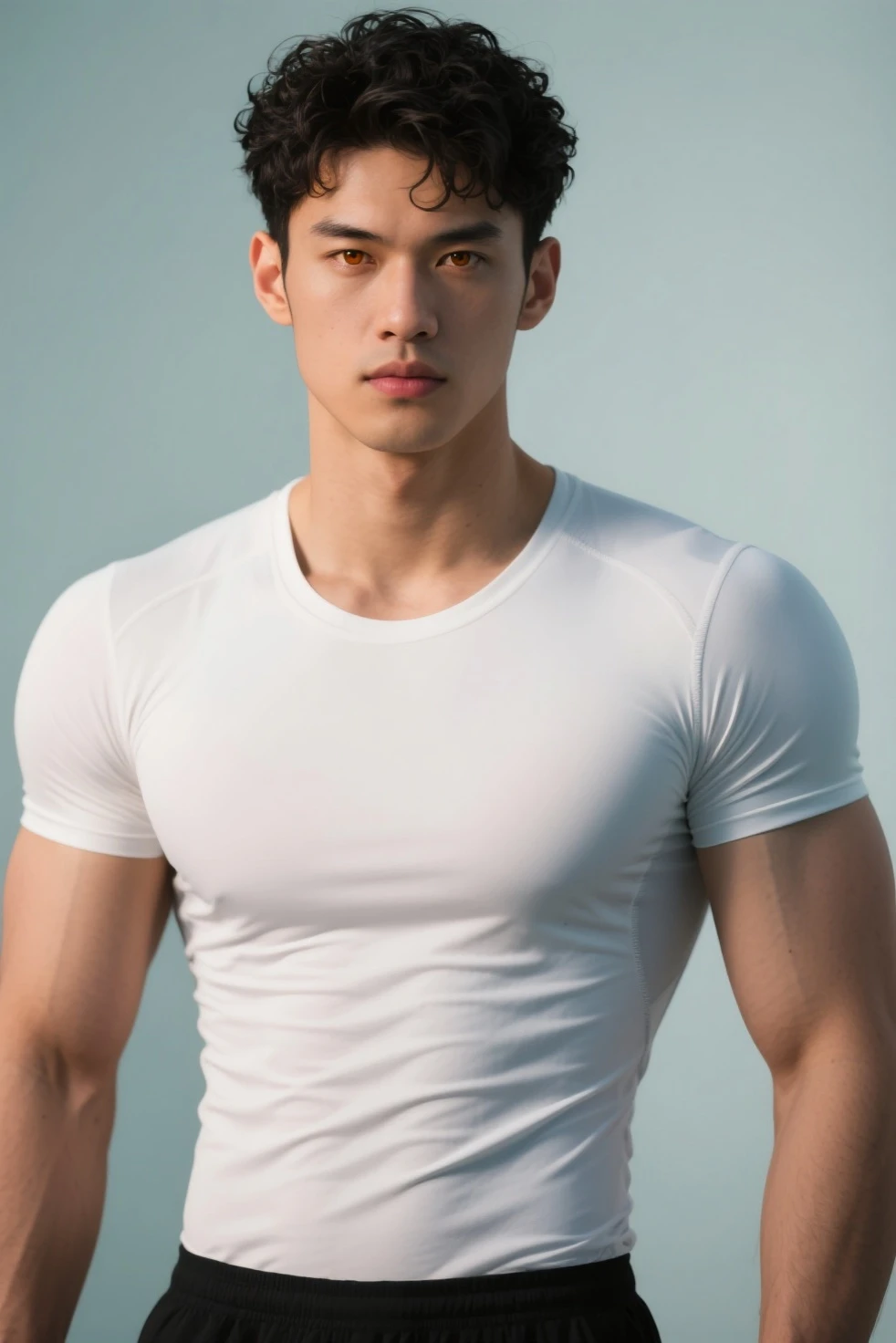 ( (8K:1.27), 4K，best qualtiy, tmasterpiece, 超高分辨率:1.2) Chinese man photo, young  male，Perfect face，perfect bodies，white  shirt，clothes see-through，Expose abs，realskin，super detailing