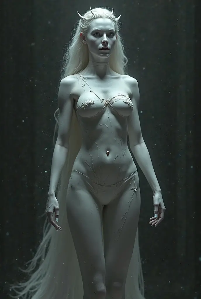 (1 androgynous male, dreamlike, albino tall lathy androgynous male Ice Queen, hoarfrost, pristine, precious, fragile beauty, translucent, thin neck, frail shoulders, flat chest, soft belly, male crotch, curvy hips, massive buttocks, his penis is icicle and his testicles are made of ice thus very fragile easy to break and fall off like an icicle and vulnerable to heat, he is immortal while he is cold but he can be shattered like glass and the warmth of love will kill him, pent up, needy, horny. weak stomach, weak bladder)