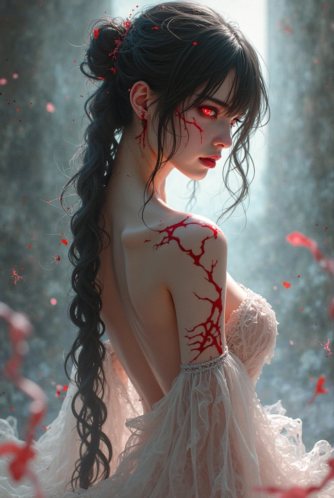 (ultra realistic,32k, masterpiece:1.2),(high detailed skin:1.1),( high quality:1.1)
1girl, pink hair, ponytail hair, bangs,(aqua eyes:0.5),[<lora:fengwu:0.33>sdmai, fengwu,(antique shop, vintage treasures, nostalgia, collectibles:0.8), windy, (leaf particles:1.1),flowers, cherry blossoms,:<lora:devilish-wing-style-darquelilly-v1:0.5>devilishwingstyle, hell,devil,wing, (blood, blood spltter:1.2), hellish,:25],(looking at viewer, Bend forward:1.1),, (huge breast,large breast,:0.9),<lora:add_detail:0.83>,
(refraction:1.1)
