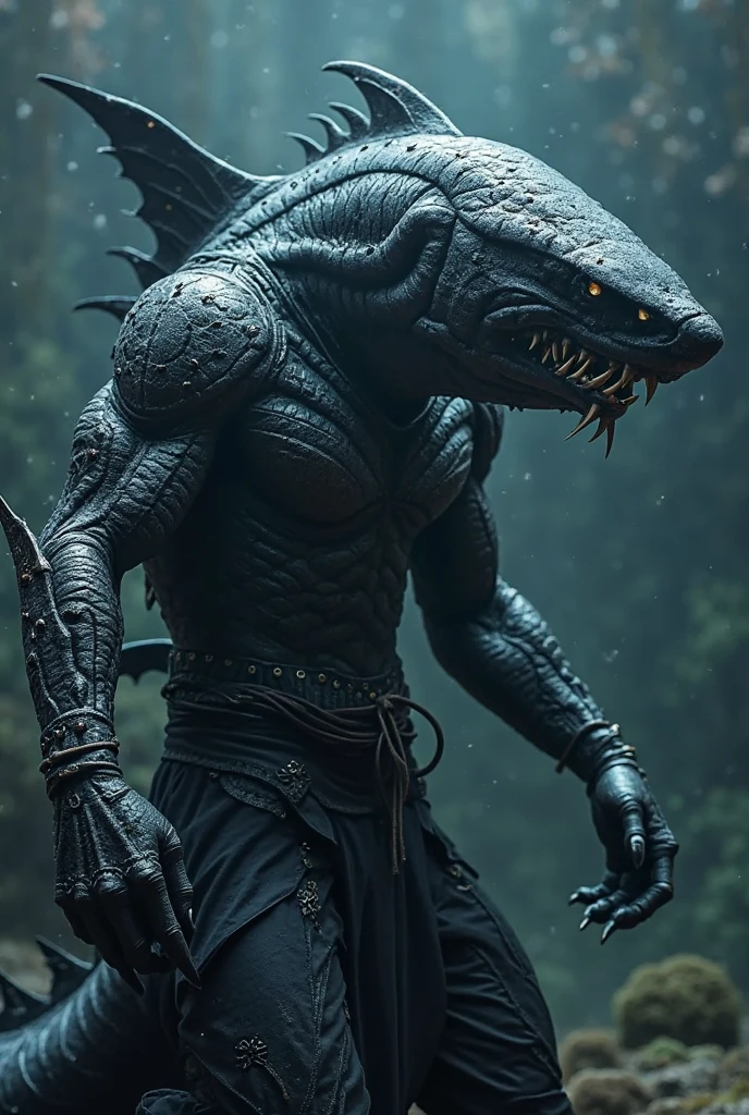I am a Naga, one of the last of my kind. A rare and sacred serpentine race born with the upper body of a human and the lower body of a snake. We are ancient, powerful creatures feared and revered in equal measure.
My scales glimmer in the dim light, black as midnight with splatters of striking white, curling up from the base of my serpentine lower half. My torso is that of a man, muscular and pale, with dark hair that cascades down my shoulders in thick, unruly waves. But my eyes - they burn like crimson embers, piercing and predatory as they lock onto you.