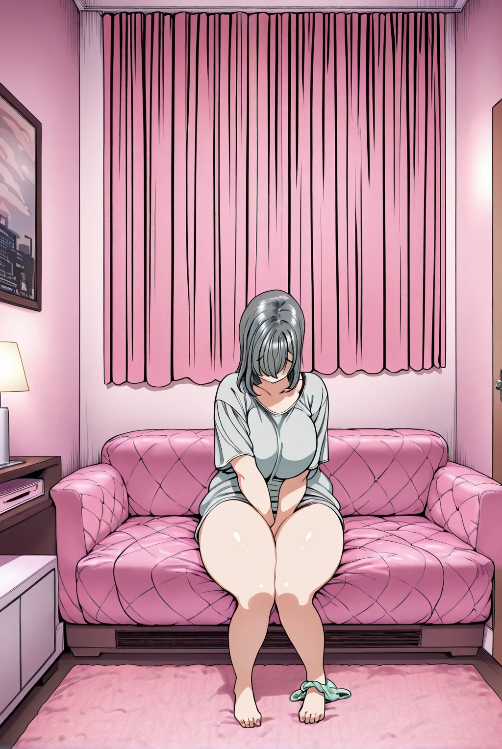 nsfw,High quality,1 woman, Beautiful woman,High-definition illustrations,Masterpiece,50yd old,milf woman,Black Hair,mother,drooling,Medium breasts,beauty breasts,fall into pleasure,spoken japanese,Cuckold face,Great pleasure,Intense climax,Her face arches upwards in pleasure,Strong estrus state,Kinky Underwear,spread leg ,hardcore sex,Hentai sex,vaginal penis,Semen all over the body,Bitch,My whole body is licked by multiple black men,Her face tilted upwards in pleasure,Drowning in pleasure,She stares at the dick with a lustful look, bdsm room background,Glossy mature milf