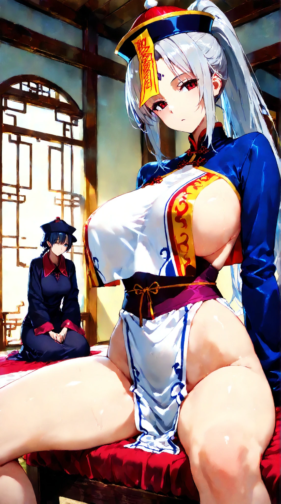 Royal sister,huge ,Asian squat,spread legs