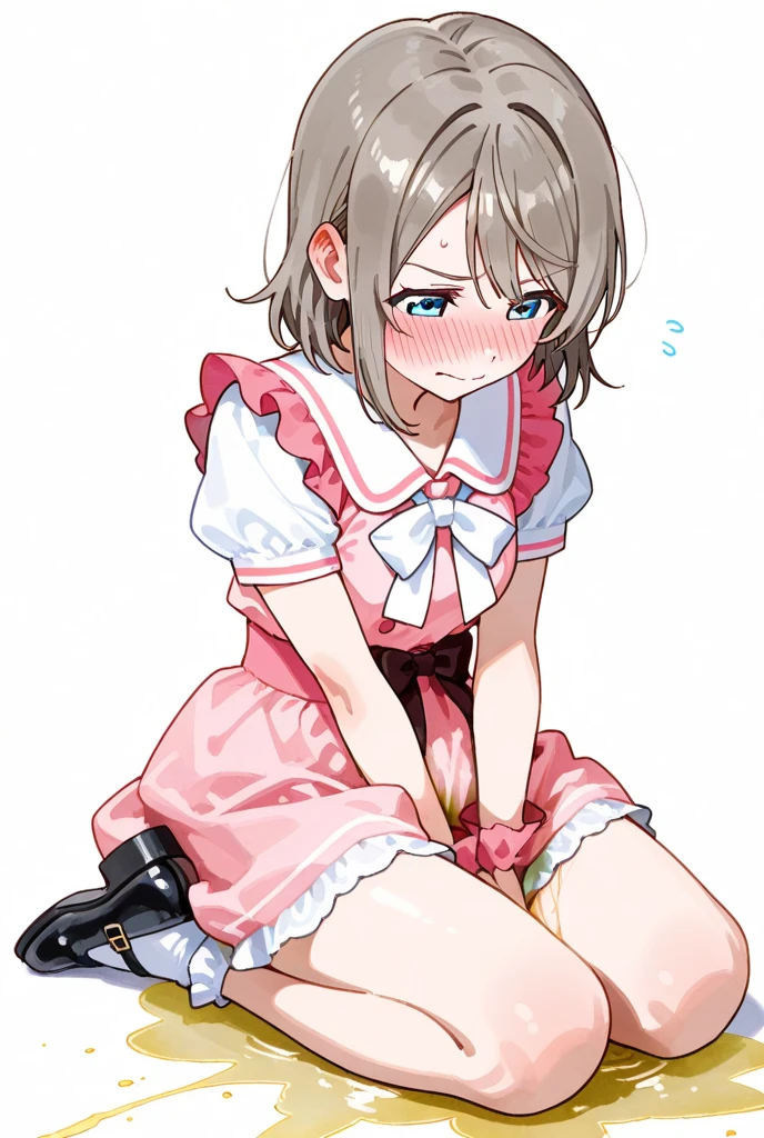 Browsing Caution,(Petite),(Cute man's daughter),((Penis in the crotch)),(((Cum in underwear))),blonde low twintails,Maid clothes,(Solo masturbation),Ecstasy face,Erotic sound effects,Nipple orgasm