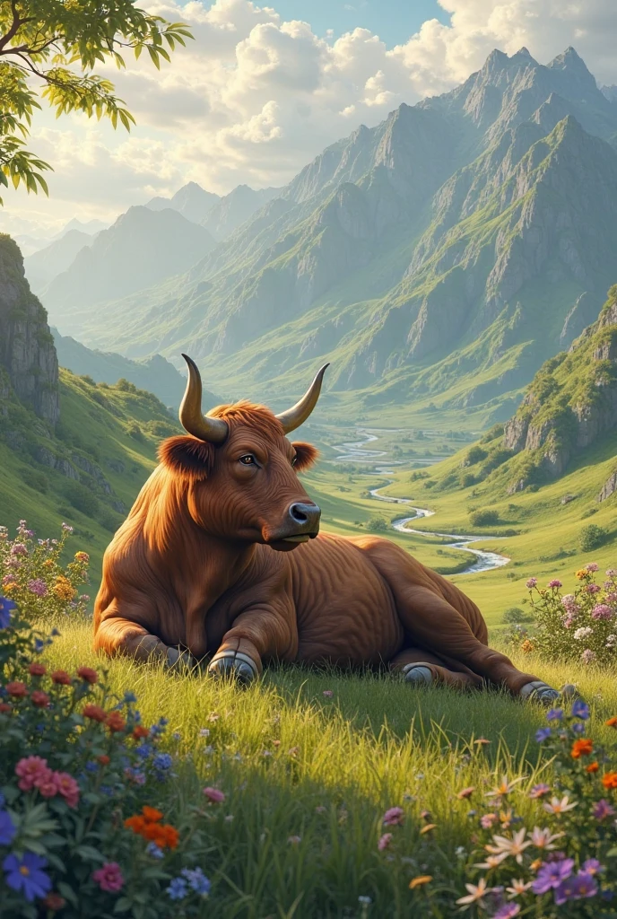 anthropomorphic Tauren, Fluffy, high resolution, realistic, Soft, 4K, upscales, high detail, Delicate fur, ((The tail in the right place)), colorful meadow, shaggy, green eyes, bovine face, bovine snout, bovine tail, realistic fur, ((peeking at viewer)), huge fluffy ears, 1 tail, hyper nipples, presenting canine pussy, lifted arched cow tail, dripping pussy, ass sticking out, looking back at viewer, long nipples, two arms, two hands, hyper canine pussy, perfect pupils, tight canine pussy, puffy canine pussy, lying down on side, bedroom eyes, 2 huge cloven hooves, hyper areola, hair-bun, blushing, long nipples, erect nipples, well lit bright eyes, flowers field, black fur, black body, pussy squirting, wet canine pussy, lifted leg