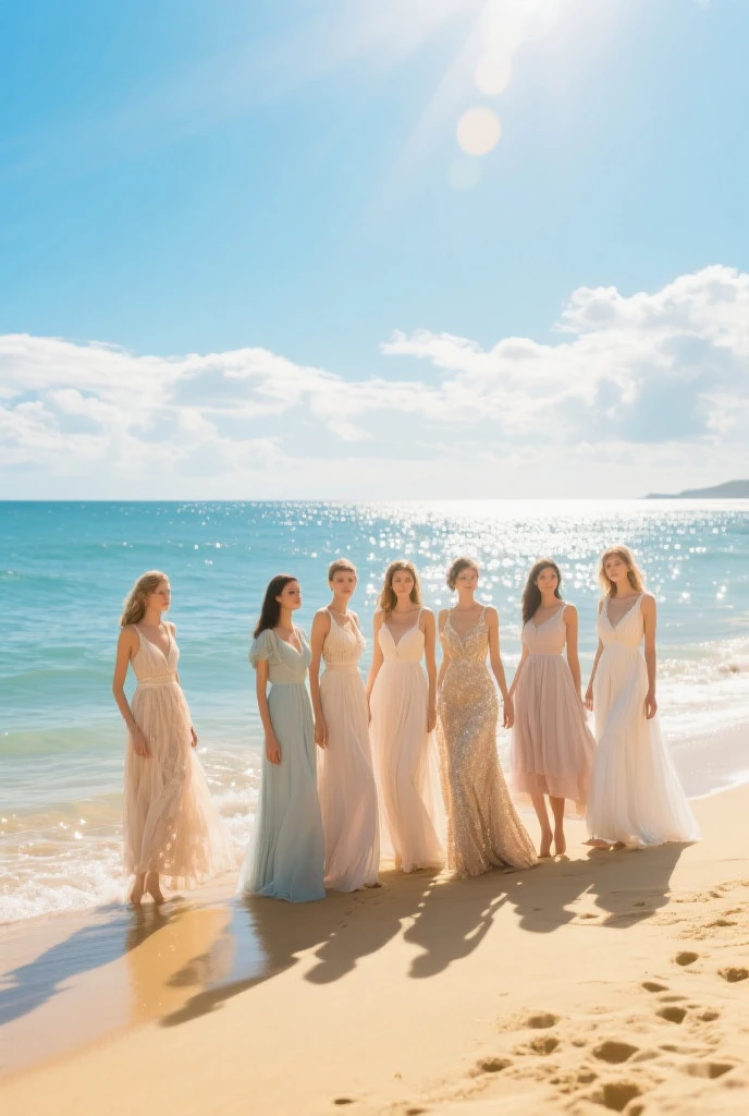 Women stand in a beach