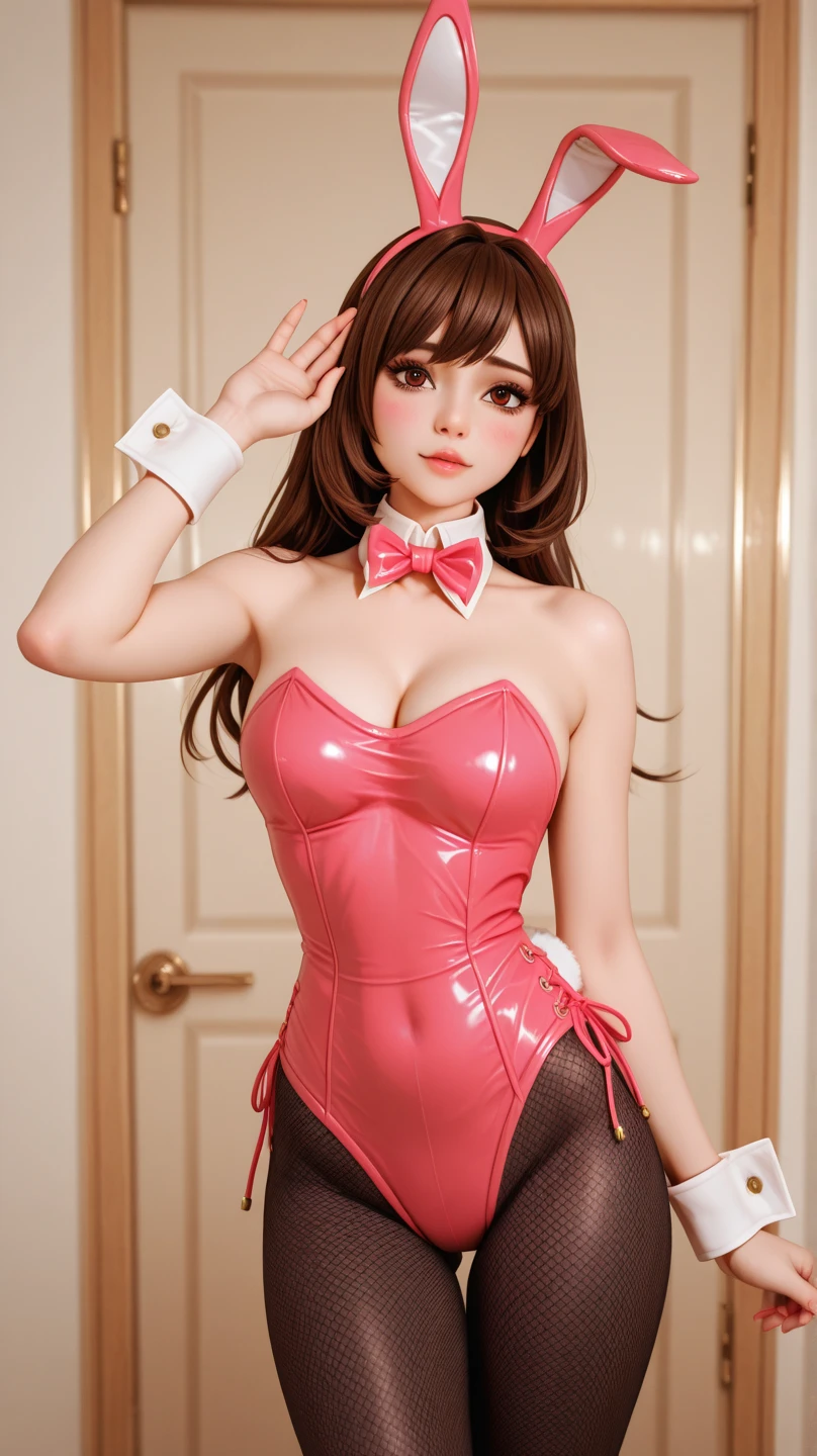 linda chica, Cabello mezclado, suelto, Accesorios modernos , gafas, Ojos detallados, Sonrisa detallada, Detalles detallados, holographic, Fondo claro y simple