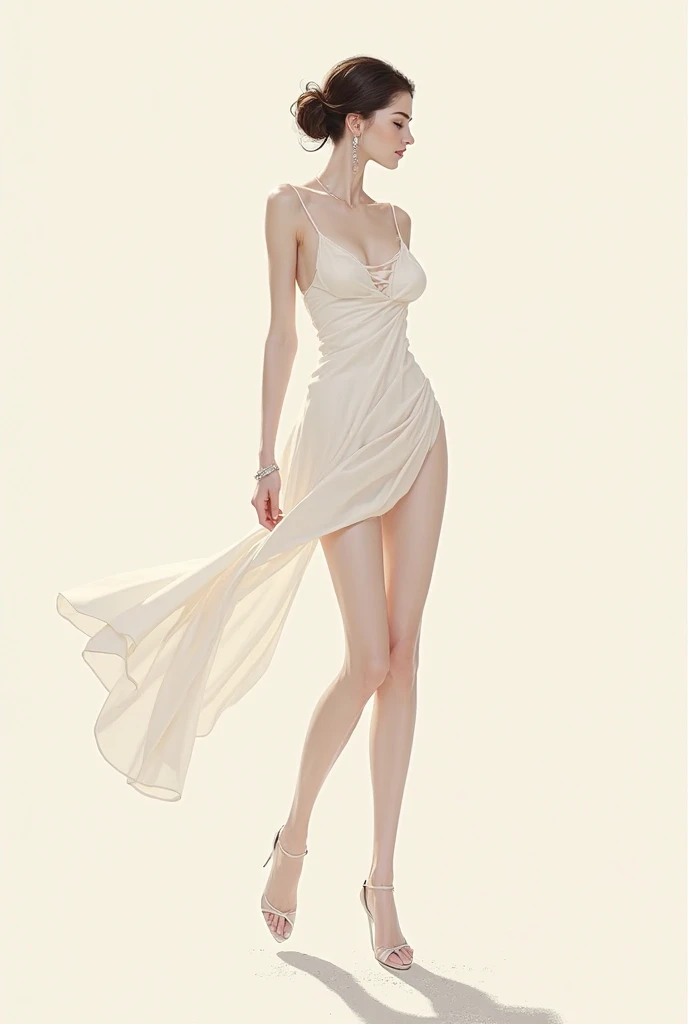 Highest quality, full body detail, golden ratio, standing barefoot, female spider (anthropomorphic, pretty, white skin), ripped silk nightdress, smooth abdomen, crafty hair, ultra-realistic, clear details, (full body), 8k, (original), cg, obsession, darkness, evil, fracture, masterpiece, original photo, sfw, dirty (0.8), (super detail), sharp focus, 8k, color, shiny gel, battle of shadows