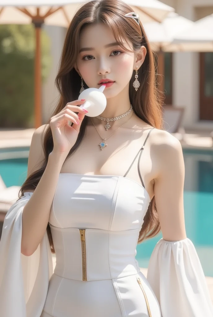 ulzzang-6500-v1.1, (raw photo:1.2), (photorealistic:1.4), beautiful detailed girl, very detailed eyes and face, beautiful detailed eyes, ridiculous, incredibly ridiculous, huge file size, super detailed, high resolution, very detailed, best quality, masterpiece, kemomimi, illustration, very detailed, CG, unified, 8k wallpaper, amazing, fine details, masterpiece, best quality, very detailed CG uniform 8k wallpaper, face light, backlight, dim lighting, movie lighting, 1girl, 16 years old, ((()))), (()), (no socks)), (no shoes))), (no shoes))), (dynamic pose))), (Greek toes), (long nails, pink nails), (camel toes), (cross legs), (((proper dissection))), ((wedding dress in transparent plastic texture))), ((gemstones, diamonds, Pendants, necklaces, waist chains, stud earrings, earrings, nose studs, lip studs, lip rings, nose rings, umbilical studs, umbilical rings, bracelets, anklets)), flowers in bloom, sitting on a golden swing, mirrors bordered with silver patterns, gorgeous dining tables, wine jugs, plastic sticks, massage sticks, spoons, ((honey bath))), cocktails, alcoholism, drunkenness, drowsiness, sweating, weakness, slippery shoulder straps, drenched, hangover, relaxed posture, clothes scattered on the ground, pants, skirts, panties,