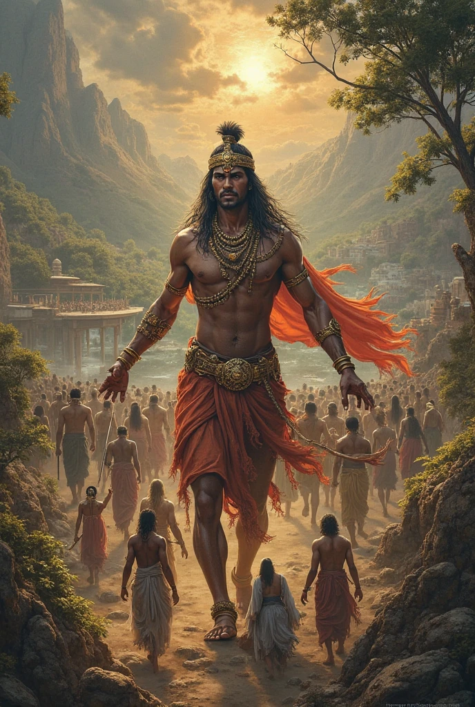 According to the Ramayana, Rama was born to Dasaratha and his first wife Kausalya in Ayodhya, the capital of the Kingdom of Kosala. His siblings included Lakshmana, Bharata, and Shatrughna. He married Sita. Born in a royal family, Rama's life is described in the Hindu texts as one challenged by unexpected changes, such as an exile into impoverished and difficult circumstances, and challenges of ethical questions and moral dilemmas.[9] Of all his travails, the most notable is the kidnapping of Sita by demon-king Ravana, followed by the determined and epic efforts of Rama and Lakshmana to gain her freedom and destroy the evil Ravana against great odds.