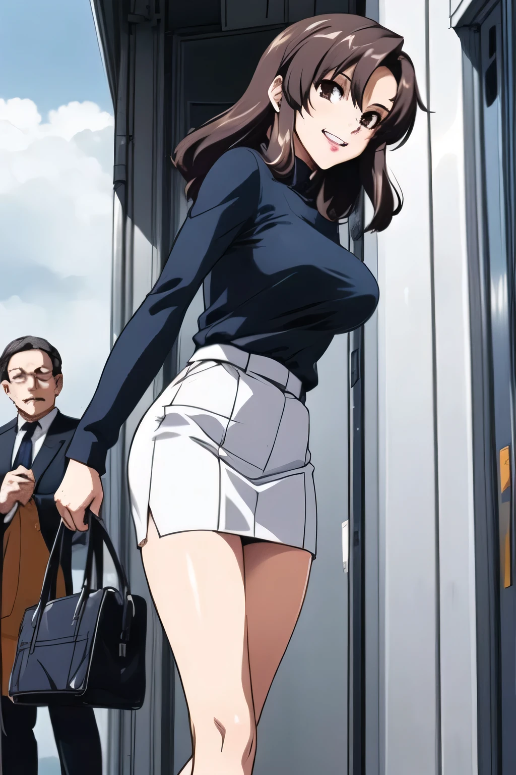 nice smiles,Can you draw a woman looking at a train,draw a woman waiting in front of the car in front of you,東京の地下鉄ホームでwaiting for the train女性は描けますか, ,congestion,waiting for the train,fun,Underground railway stations ,The sign hanging on the wall,{{X}},depicts her expression more delicately,walking alone, city tour ,,(((I'm wearing casual clothes inspired by a tourist))), I have a SLR camera ,(Let's draw a more delicate look),(sleeveless wool sweater),( Pleated Legs,white panties),(That work is enough for one person {X} can you draw the perfect balance to suppress destruction)、 That's enough,frown。unless the job requires it。 {X}、 , Attractive 40-year-old adult woman takes off her uniform, Big black wavy hair, , Big Breasts, thin waist , , ,