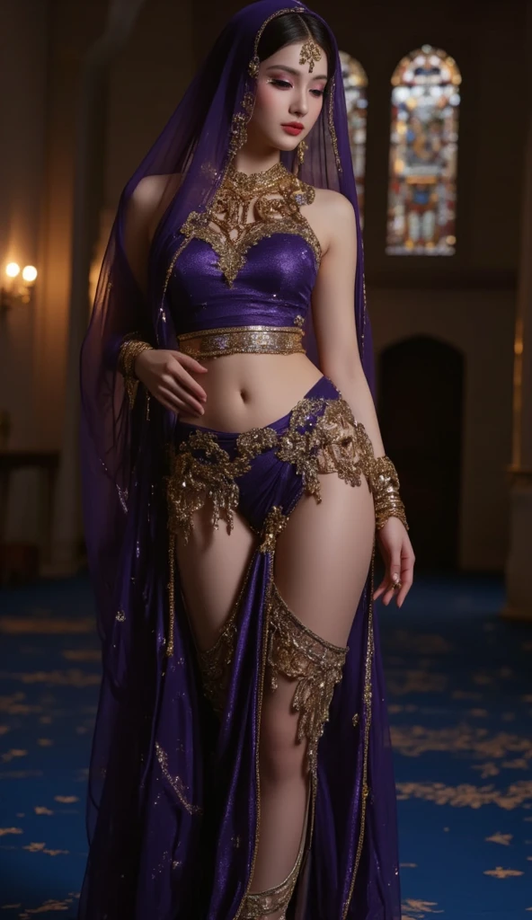perfect face (hijab:1.3), (small breast:2), (chubby:1.2) saree wlop perfect full HDR body exposed midriff curvy indian armpits bellydancer 8k high res knees ankles , (shiny skin:1.6) depth of field (full body shot) (high heels:1.3) angry (revealing clothes) (full body:1.8) (detailed body)