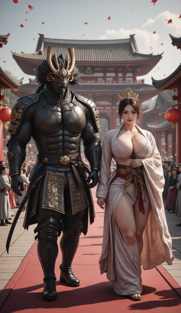 there are two sexy women dressed in costumes walking down the street, wlop and sakimichan, yiqiang and shurakrgt, ruan jia and brom, ruan jia and artgerm, artgerm and genzoman, bian lian, full body wuxia, & jeehyung lee & wlop