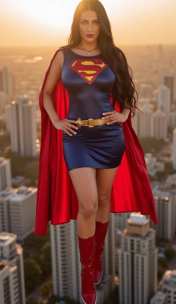 Create superhero girls miniskirt with marbel face pink lips red boots red skirt