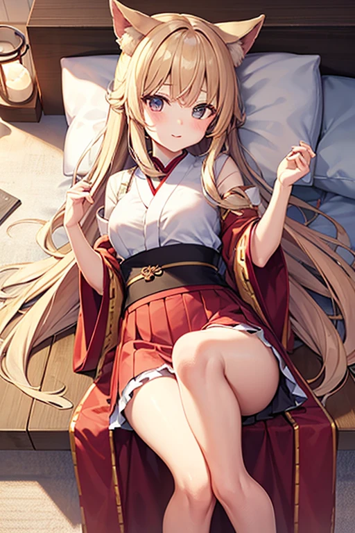 Lie down in bed,Superskirt,Raised sexy,shrine maiden