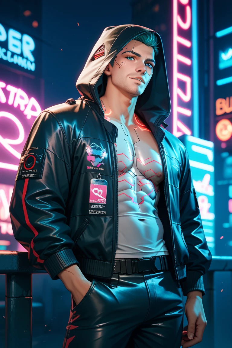 Change background. cyberpunk. handsome boy. 8k animation