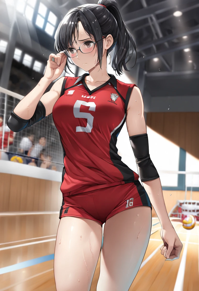 Disgusted Look, A look of disgust、Tohsaka Rin、hostage、sports warehouse、Volleyball Player、handcuffs、UHD, retina, masterpiece, ccurate, anatomically correct, textured skin, super detail, high details, high quality, best quality, highres, 4K