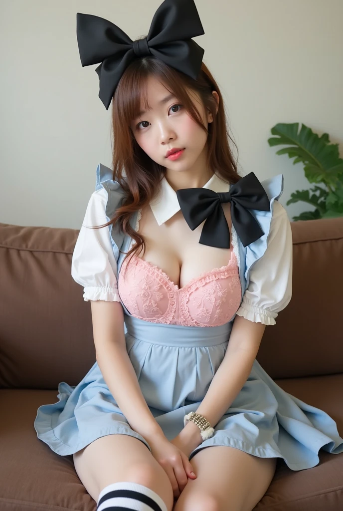 skirt,Animal ears,High Leg Raise,Double tail,apron,role play,frilly suffocation, ((Large Breasts)), ((D cup)), ((Type I Valley)), Visible cleavage,Highly detailed face and skin texture, Double eyelids,Skin Whitening,Long hair,Whitening long legs,Standing by the sea, Fashion Girl, Red lips, Sweet girl, Beautiful makeup, detail, lifelike, Very detailed, amazing, beautiful, Young and energetic, high quality,HD, rich and colorful, Beautifully, Smooth skin, Official Art, Extremely detailed, Movie atmosphere, Soft colors, Natural skin texture, Random Scenes, Random shooting angle