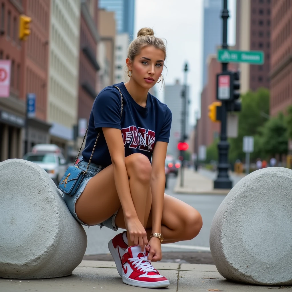 one-girl,Wear sports shorts,Wear sneakers on your feet