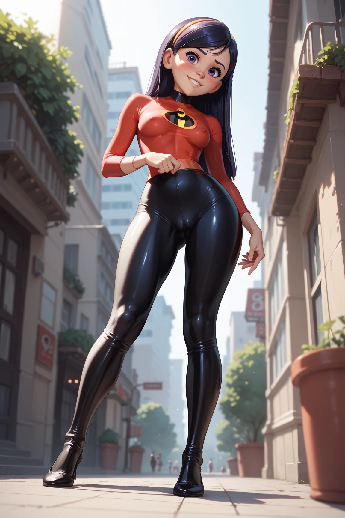 (masterpiece, Best Quality:1.4), (standing on one leg:1.2), (foot division:1.3), 1 girl, Alone, junkotvv, cat ears, black hair, red eyes, blue vest, unitard, blue pants, tight skin, yellow tape, Long hair, Collections, fringe, sneakers, bare shoulders, looking at the viewer, Beautiful smile, beautiful face, Very detailed face, very detailed red eyes, subsurface dispersion, Realistic students, full face blush, full lips, detailed background, depth of field, volumetric lighting, sharp focus, ABSurdres, Realistic proportions, 16k hdr, Whole body, hand holding one leg up, Street Fighter, muscular, ABS, flexible, gym, toned, muscular legs, detailed legs, detailed body