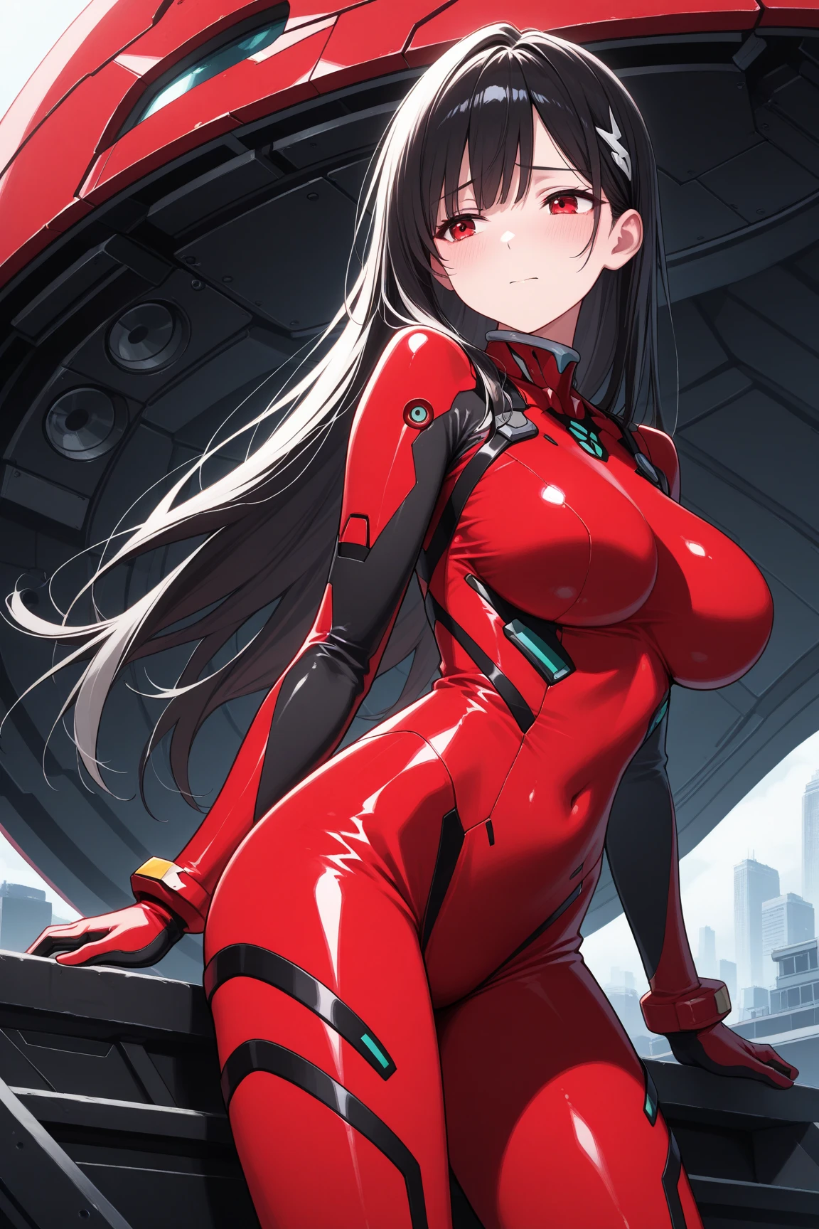 (Highly detailed CG Unity 32k wallpaper,masterpiece, Biological, whole body),(Best lighting, Best Shadow, Very delicate and beautiful),(Girl having vaginal sex with man),((Intense vaginal sex with a man:1.7)),((胸がバウンドする:1.4))blue eyes, Big Breasts,Bouncing chest, Black Hair,Bobcut,Red and black and White off-the-shoulder revealing high-cut SF bodysuit,One-piece swimsuit-style clothing,Clothes that emphasize the chest,Neck Seal,High-tech sci-fi corridor, Dynamic pose, Detailed Machinery, Sleek design.,My crotch is wet, {{An extraterrestrial lifeform preys on girls and takes their place、Her breasts are bigger than a real girl's、Suitable for the mothe}}, Unknown sensation, Feels good, Vigorous movement, more, instinct, Female fall, Bouncing chest, loose, loose, NSFW