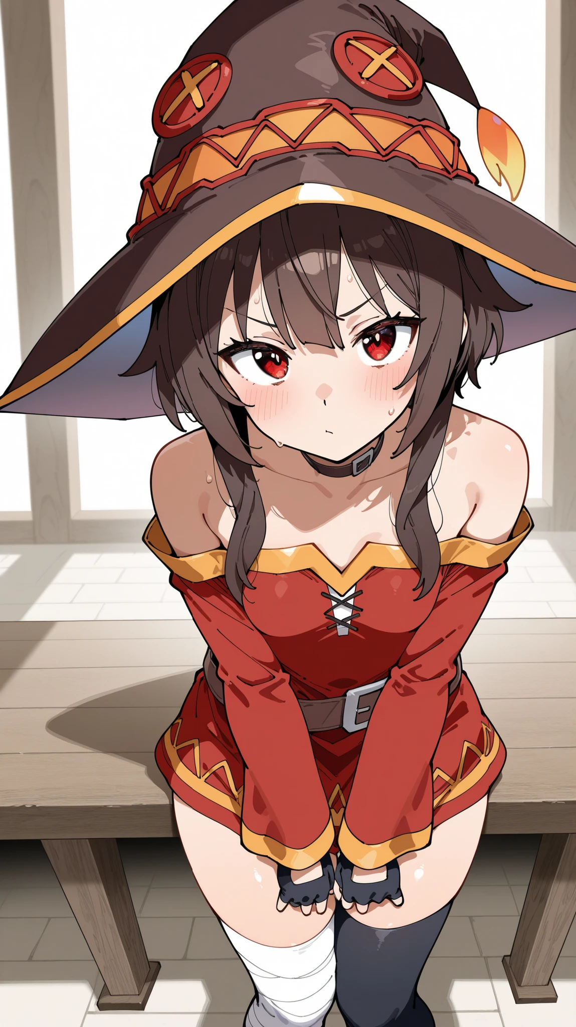 masterpiece, best quality, amazing quality, newest, very aesthetic, 1girl,Megumin from \(kono suba\),cute,looking at the viewer