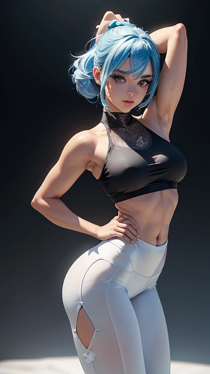 (masterpiece, best quality), 1girl, Jade Spiky Hair with Low Fade, Size A breasts, <lora:th1ntt0png:0.8> th1ntt0png, white tank top