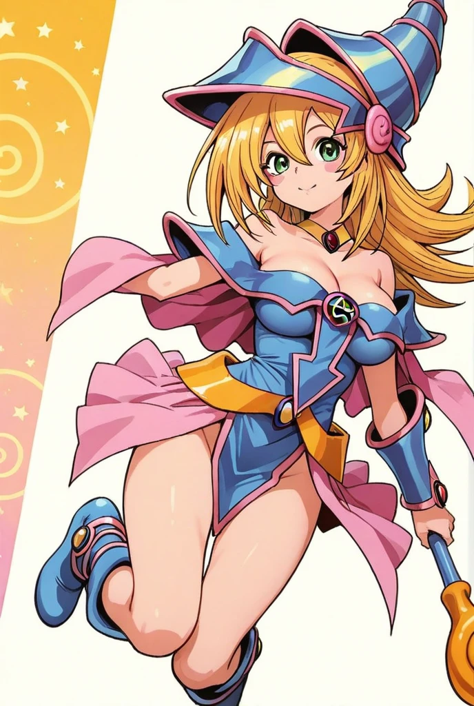 yu-gi-oh! yu-gi-oh!_duel_monsters dark_magician_girl absurdres highres 1girl adapted_costume ass bare_shoulders blonde_hair blush breasts christmas duel_monster green_eyes hair_between_eyes hat large_breasts long_hair looking_at_viewer sack smile solo wizard_hat
<lora:Western Cartoon Type B:1>