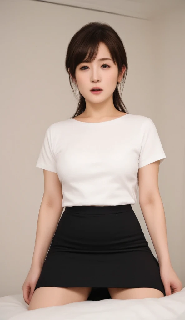 (8k、Raw photography、Highest quality、masterpiece:1.2),(Black Hair、Dark Eyes:1.9),(:1.7)、View your viewers,Front view,White skin,(:1.4)、(Tight waist:1.6)、(Clothes that accentuate the shape of the breasts:1.4)、(Big Breasts :1.6)、Slim figure、Ultra-high resolution,beautiful,beautiful fece,(One person、No background:1.9),whole bodyボディー,Japanese women,(reality的:1.37)、Photon Mapping,reality、(Baby-faced and cute: 1.4)、(Cute Smile: 1.8)、(Round face: 1.8)、Radio City、Physically Based Rendering、Depth of field rally background、photograph, (I can see your knees、Thigh close-up:1.8),(:1.6),whole body、Great quality