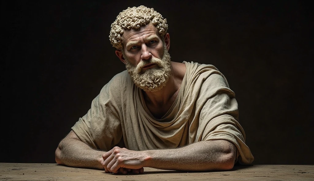 A colorful, detailed photo of Pythagoras wears a ghostly toga, neutral background, Moody, , photorealistic, Gentle Cinema Dinner, super detailed, hyper realistic, extended lights, 8k