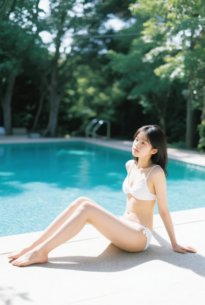 dark brown hair、Light brown eyes、Japanese actress、Lady、I am about 40 years old...、(My NTR More about my category:1.2)、(top-qual私ty:1.4)、 (Ultra-high resolution:1.2)、Ultra-high resolution、(Private Detective Data)、(Detailed facial features)、Hmph、8K resolut私on、D cup breasts、Long Hair、Obscene pose、Beautiful legs、Please open your mouth a little、Please lift your chin a little、black　Swimwear、Pool、Poolからでるところ、Soak your feet in water、A corpse emerges from the water、体に当たるsplash、Light of the sun、White wall、splash、２Book legs、２Book Hand、Beautiful legs、Expressions of weakness、Posing with a sense of vulnerability、Shooting from an angle、Water Drop、Wet body、濡れたSwimwear、Wet Hair、Wet Face、Water dripping from hair、