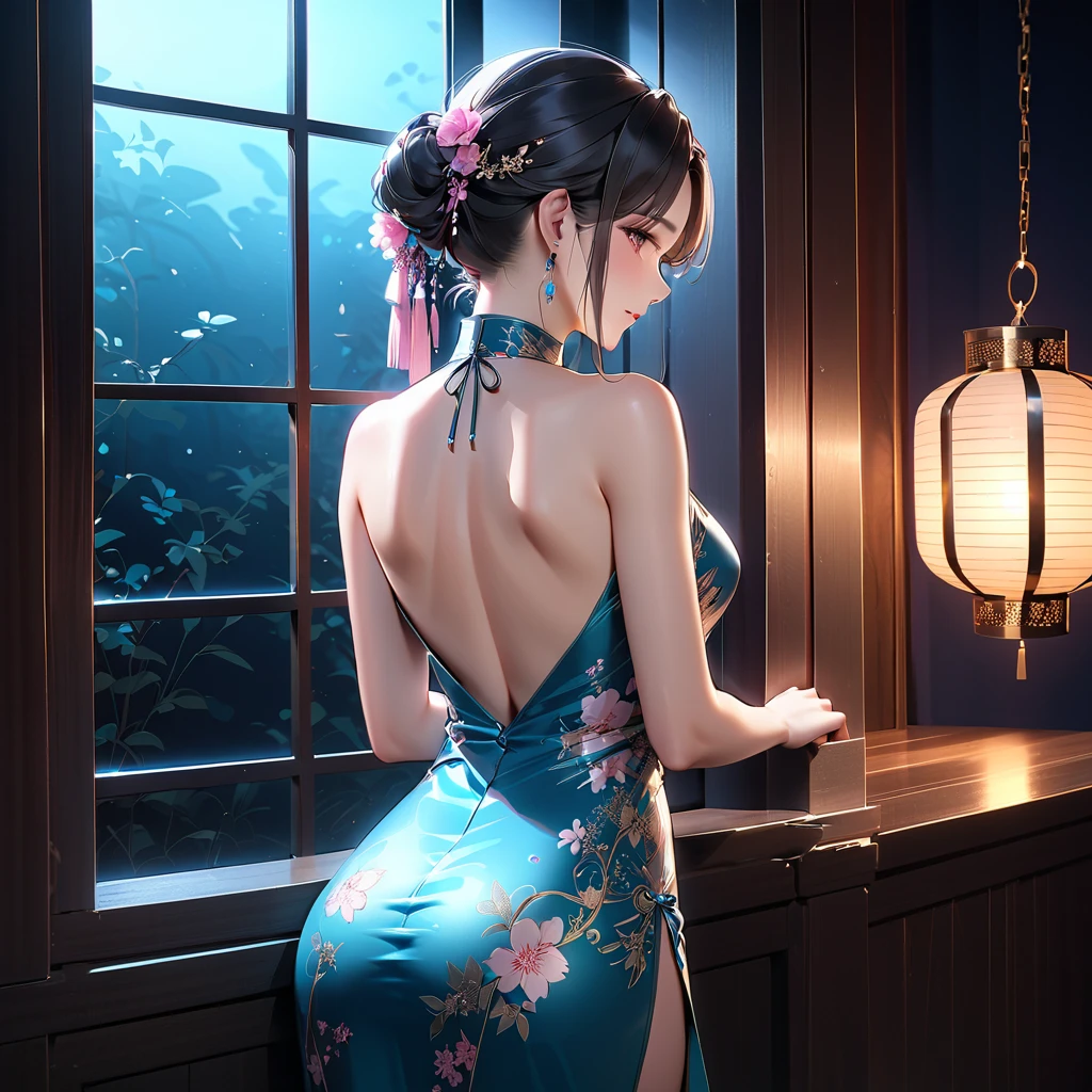 ((BEST QUALITY)), ((A Masterpiece)), (highdetail:1.4), 3D, an image of a beautiful cyberpunk woman,pt(High Dynamic Range),raytracing,NVIDIA RTX,Ultra Resolution,unreal 5,subsurface scattering,pbr texturing,Postprocess,Anisotropic filtering,and depth of field,Maximum clarity and sharpness,a Multi-layer Textures,Albedo and Specular Maps,Surface shading,Accurate Simulation of Light-Material Interactions,Perfect Proportions,Octane Rendering,2-tone Lighting,Wide aperture,low ISO、white balance、Rule Of Thirds、8K RAW、bangs、back view、backs