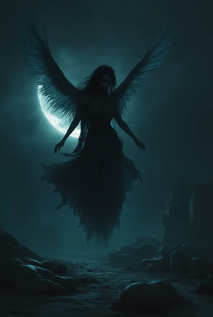 Mighty sad fallen angel, in the dark 