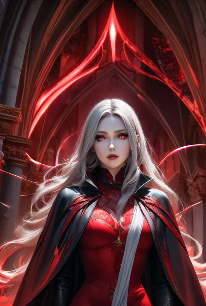 Beautiful young man with androgynous and delicate features, Shoulder-length platinum or silver blonde hair and slanted red eyes, White skin, high, hourglass body.
He wears black clothes with red details.
House of the dragon. Targaryen. Royals.