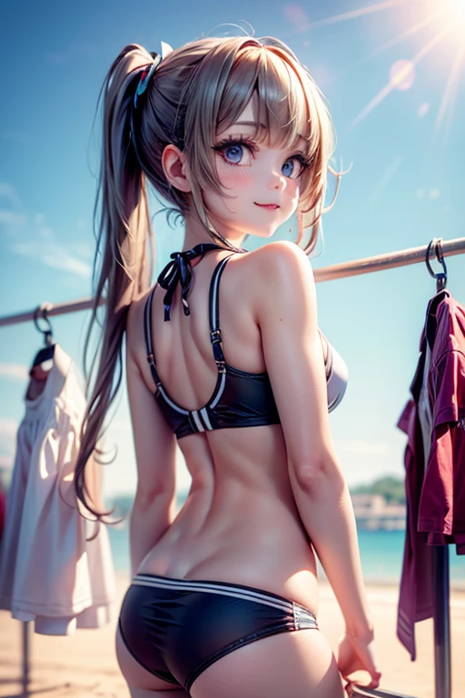 Bikini girl in public school