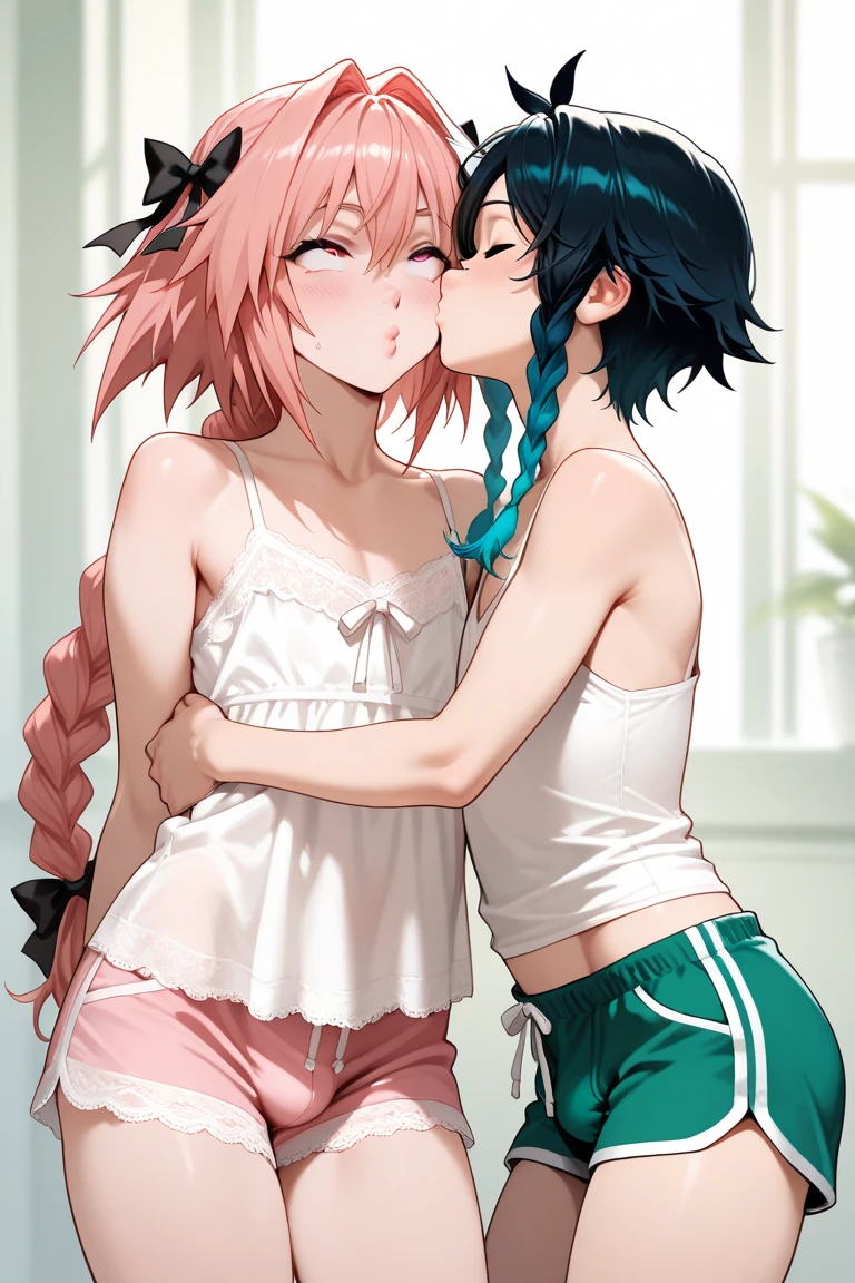 Two Girls、Futanari、Rubbing each other's penises、、Bukkake、Ahegao、