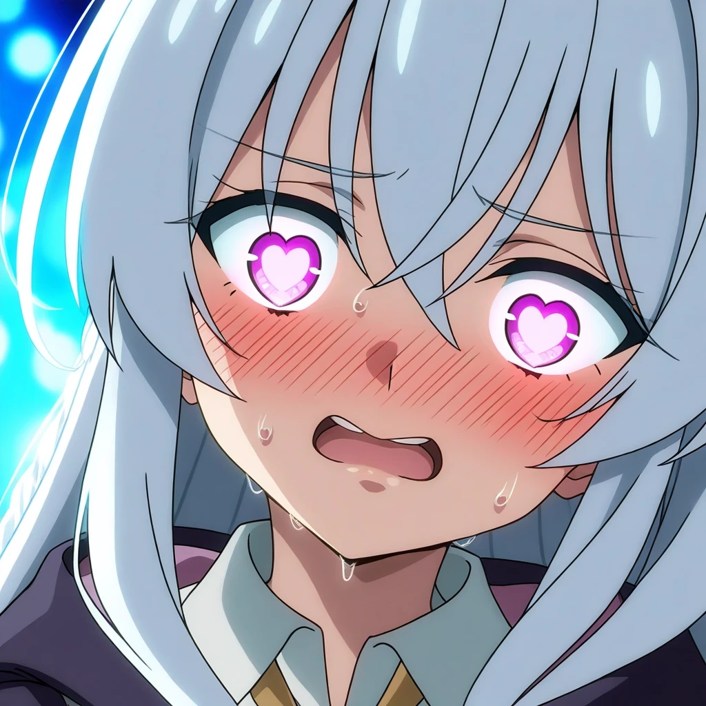 ultra detallado, soft illuminaotion, anime, (1girl), mtladymha, boku no hero academia, cabello largo, cabello rubio, purple horns, domino mask, ojos morados, face, open mouth, uvula, mouth, tongue, tongue out, purple mask,